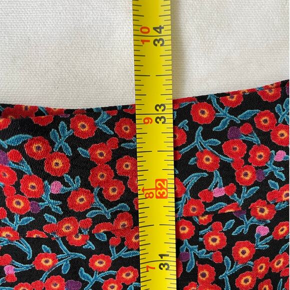 Zara Red Floral Print Midi Skirt Size Medium Double Slit Summer Festival NWOT - Picture 8 of 9